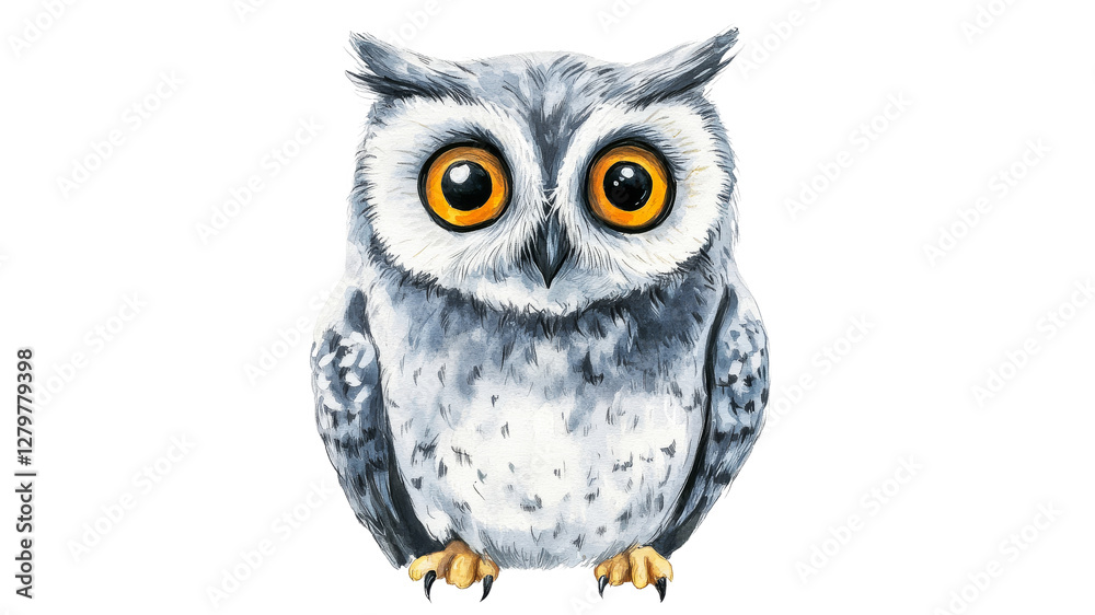 Naklejka premium Cute owl with big eyes on a white background