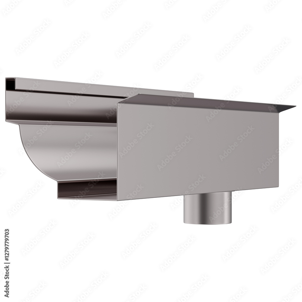 Asset 3D realistic galvanized steel rain gutter, isolated on white background Asset 3D realistic galvanized steel rain gutter, isolated on white background