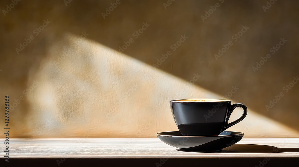 Obraz premium A modern espresso cup with a sleek, curved design, positioned on a clean