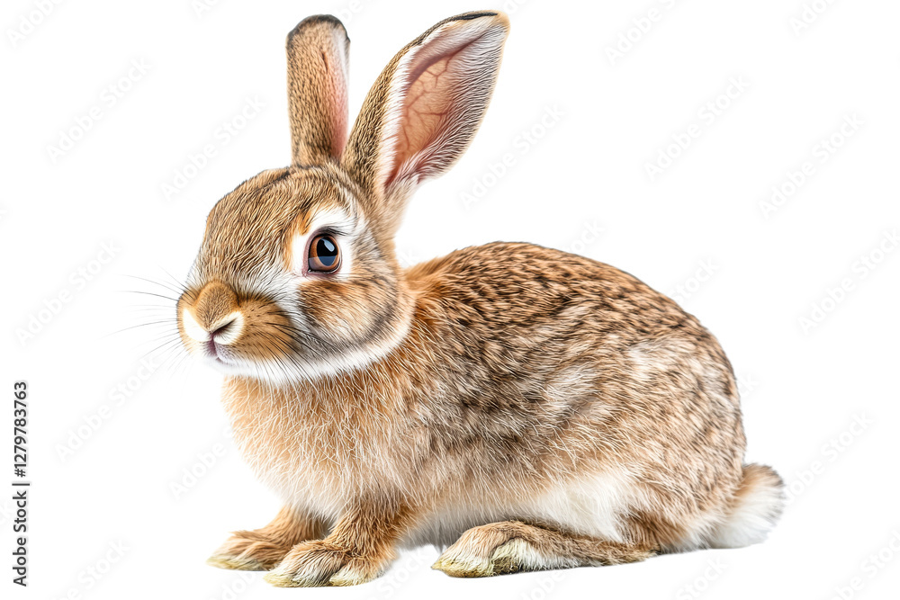 Fototapeta premium Cute rabbit sitting on a white background