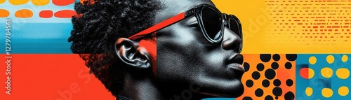 Wallpaper Mural Dynamic portrait of a stylish individual in sunglasses urban environment digital art vibrant colors profile view modern aesthetic Torontodigital.ca