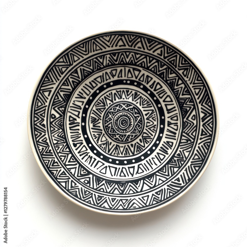 Ornate black and white patterned serving dish Ornate black and white patterned serving dish