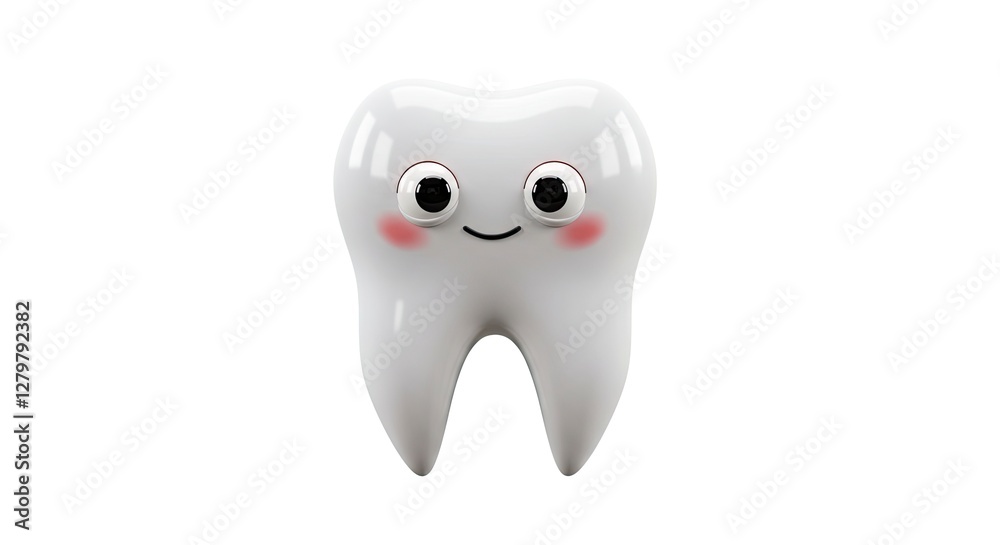 Cute Tooth Character Smiling, Dental Health Concept with a Happy Expression Cute Tooth Character Smiling, Dental Health Concept with a Happy Expression