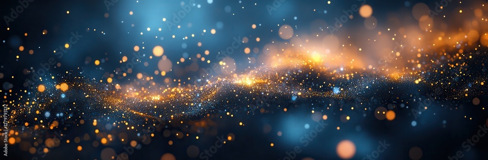 Obraz premium Abstract cosmic background with vibrant colors, shimmering stars, and glowing particles creating a sense of depth and mystery in a digital universe
