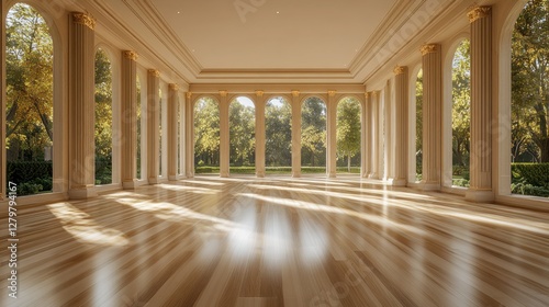 Sunlit Grand Hall  Autumn Garden View  Event Space