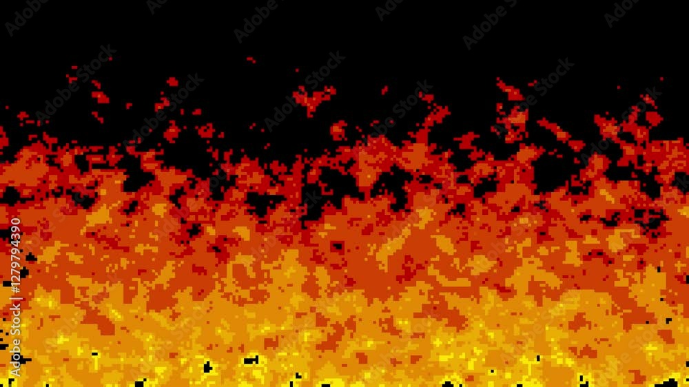 8bit retro game style blazing flame loop animation (red)