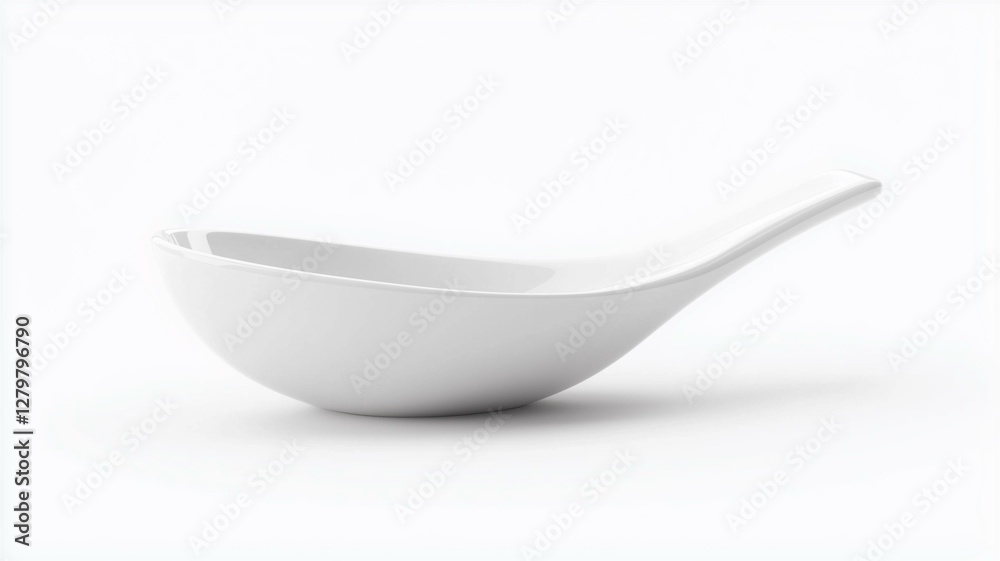 Photorealistic image of a white ceramic spoon rest with a minimalist design, isolated on a white background
Photorealistic image of a white ceramic spoon rest with a minimalist design, isolated on a white background