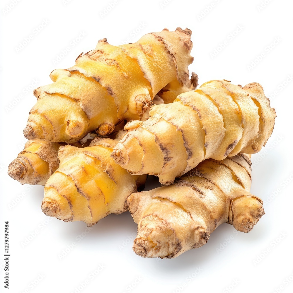 High Resolution Visual of a Photo Galangal, Isolated on a White Background High Resolution Visual of a Photo Galangal, Isolated on a White Background