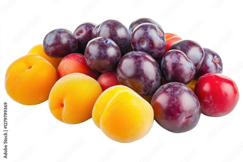 Ultra Hd Image of Orchardfresh Plums and Apricots Isolated on White Background Ultra Hd Image of Orchardfresh Plums and Apricots Isolated on White Background
