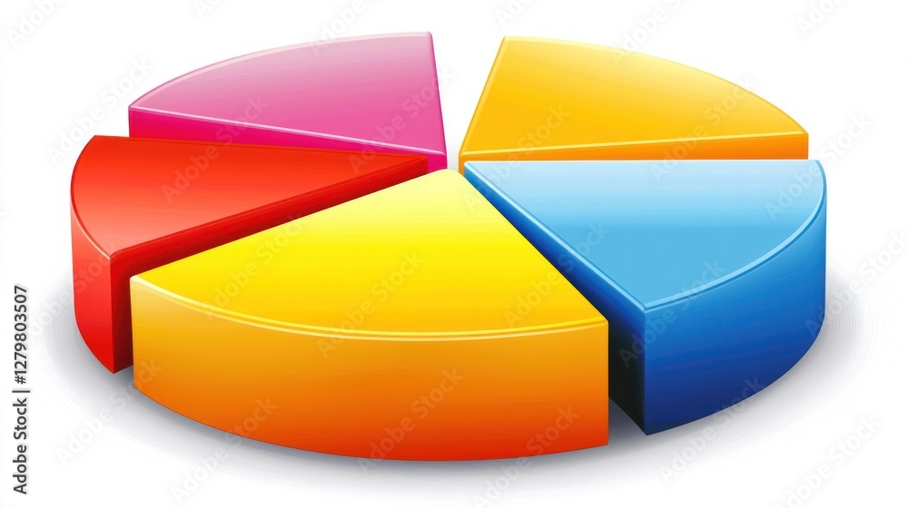 Obraz premium Colorful 3D Pie Chart Data Visualization