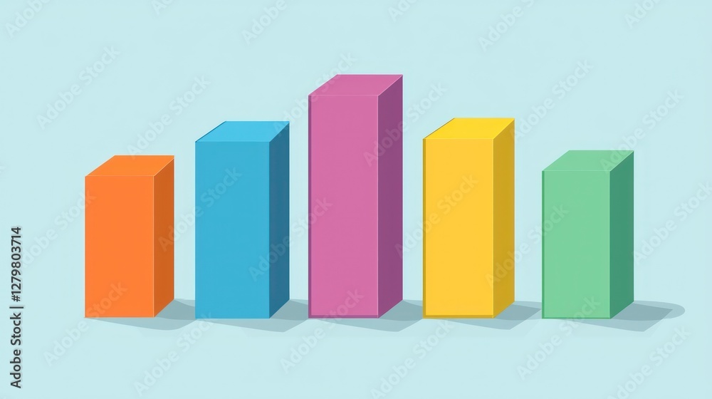 Colorful 3D Bar Chart: Data Visualization with Pastel Colors Colorful 3D Bar Chart: Data Visualization with Pastel Colors