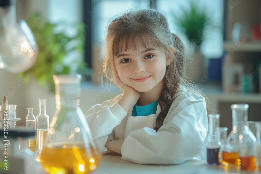 Ultra Hd Visual of Cheerful Girl Practicing in the Laboratory Ultra Hd Visual of Cheerful Girl Practicing in the Laboratory