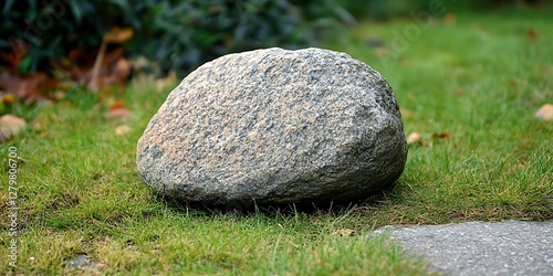 Round rock on grassy ground