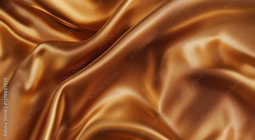 Fototapeta premium A close-up of luxurious golden silk fabric, showcasing its smooth texture and sheen.