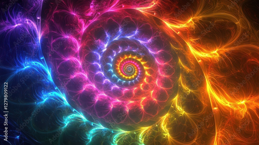 Vibrant Colorful Spiral Abstract Art Design in Digital Style Vibrant Colorful Spiral Abstract Art Design in Digital Style