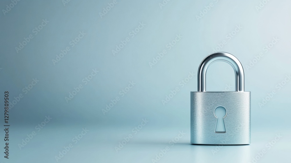 Silver Padlock on a Blue Background with a Soft Focus for Security and Protection Concepts Silver Padlock on a Blue Background with a Soft Focus for Security and Protection Concepts