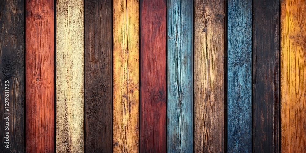 Naklejka premium Multicolored Wooden Planks Background