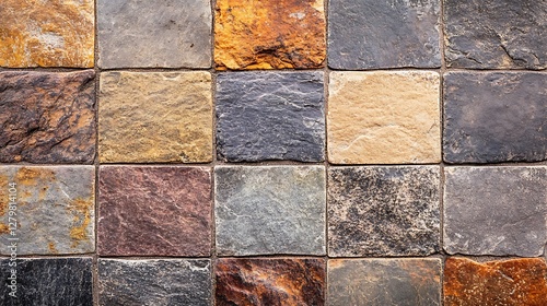 Colorful stone tile wall background photo