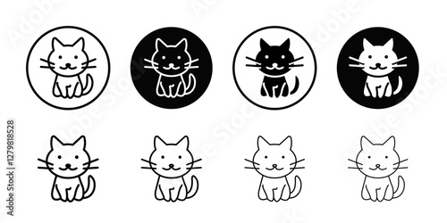Cat icon Thin line flat illustration