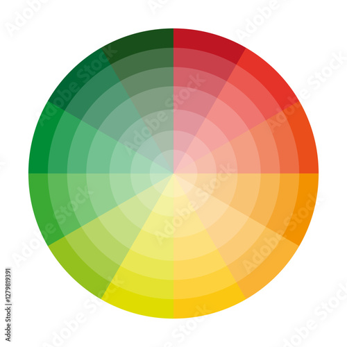 Color wheel. Warm palette. Gradient spectrum. Vector circle.