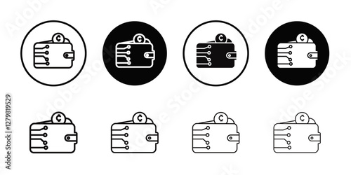 Cryptocurrency wallet icon Thin line flat illustration