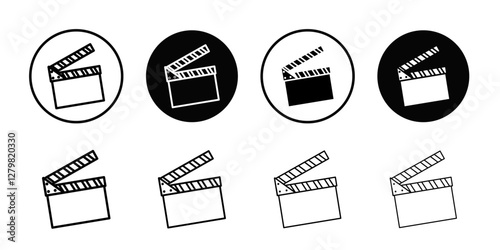 Film clapperboard icon Thin line flat illustration