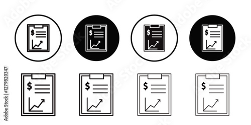 Financial report icon Thin line flat illustration