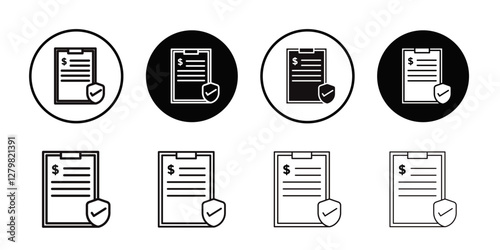 Insurance policy icon Thin line flat illustration