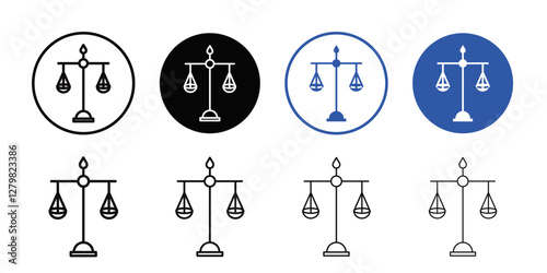 Scales of justice icon Thin line flat illustration