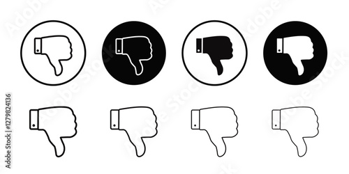 Thumbs down icon Thin line flat illustration