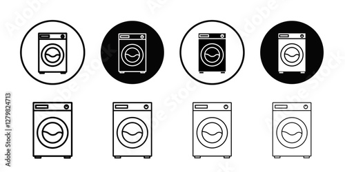 Washing machine icon Thin line flat illustration