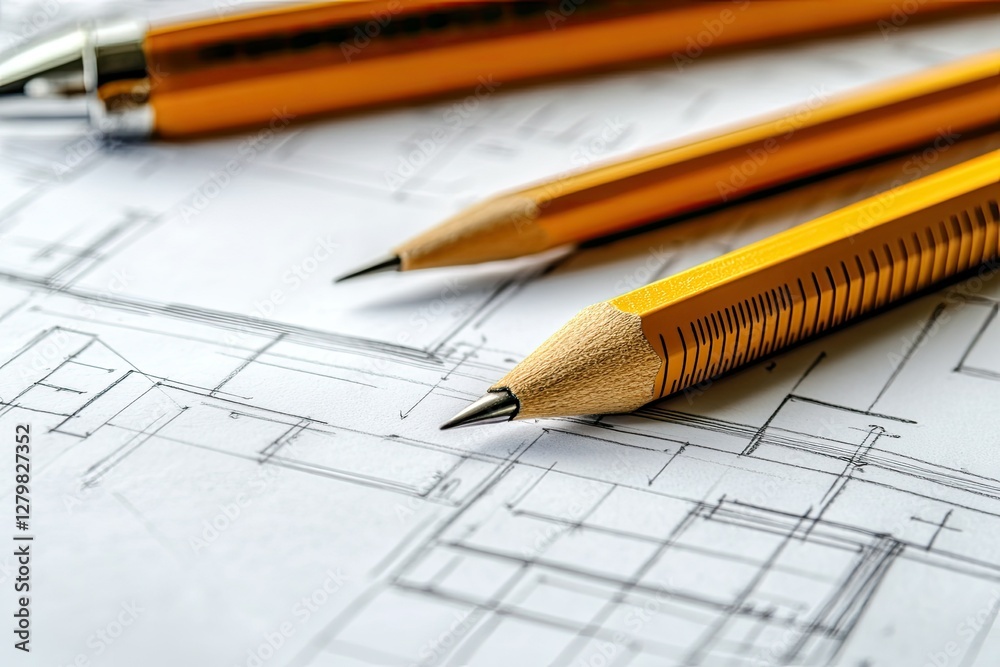 Pixel Perfect Picture of Closeup Drafting Tools on Blueprints Pixel Perfect Picture of Closeup Drafting Tools on Blueprints