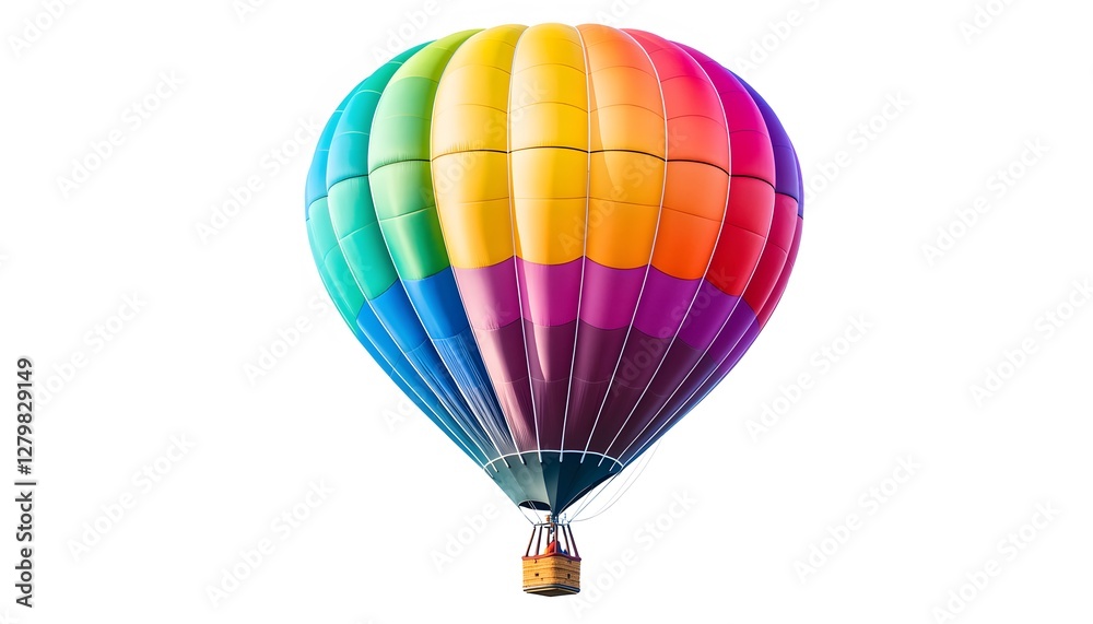 Fototapeta premium Colorful hot air balloon soars against a clear white background