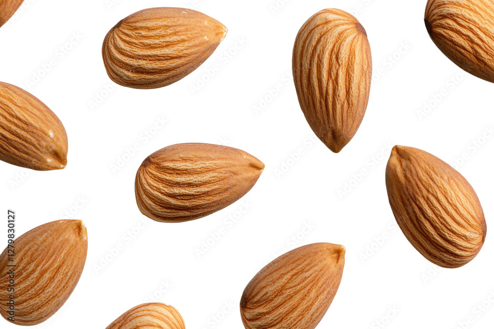Close up of almonds with the nut shells showing, isolated Close up of almonds with the nut shells showing, isolated