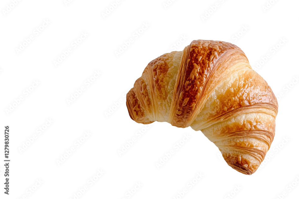 Croissant is shown with its top cut off, isolated Croissant is shown with its top cut off, isolated