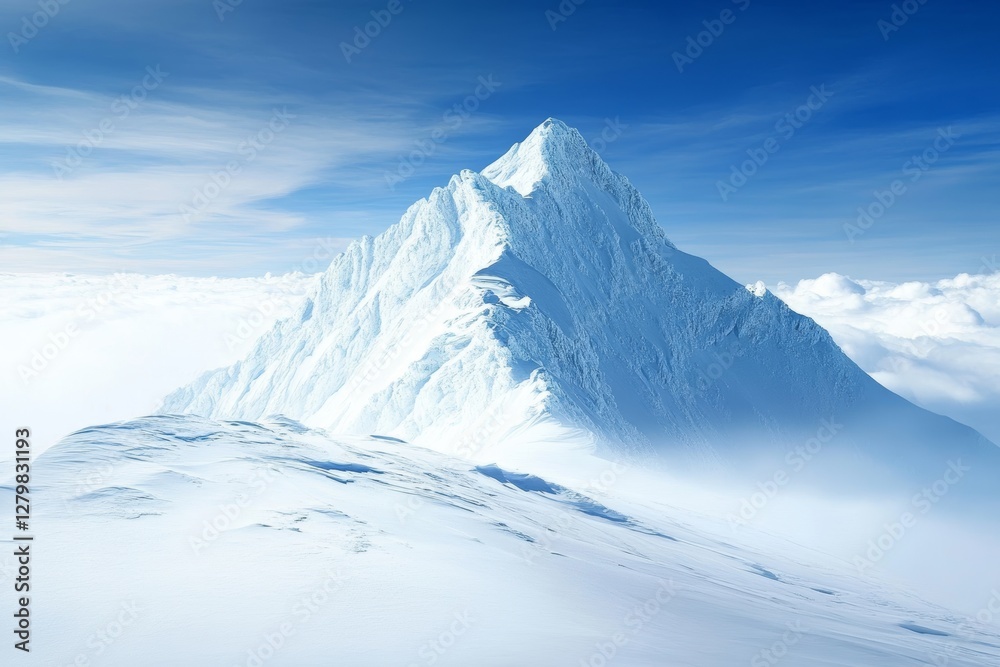 Obraz premium Mountain covered in snow with a blue sky in the background