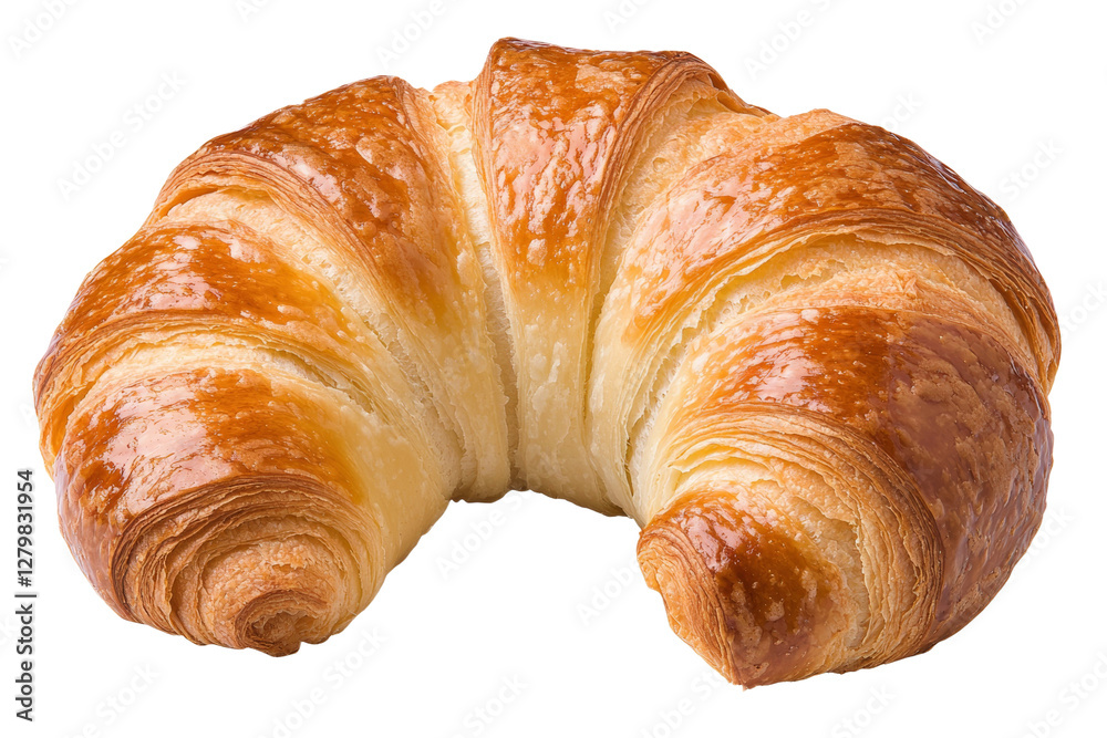 Croissant is shown with its top cut off, isolated Croissant is shown with its top cut off, isolated