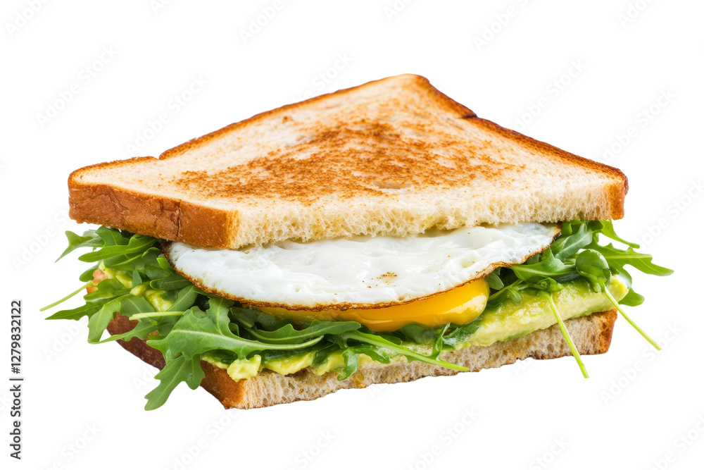 Sandwich with egg and avocado on a white background, isolated Sandwich with egg and avocado on a white background, isolated