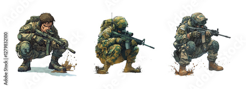 Tactical Soldiers in Various Camouflage Styles