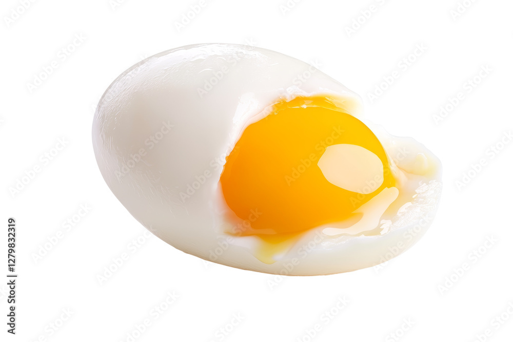 Cracked egg with a yellow yolk, isolated Cracked egg with a yellow yolk, isolated