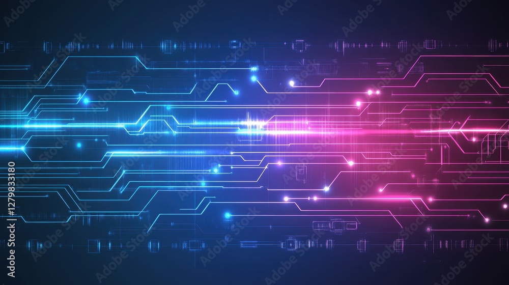 Obraz premium Abstract Digital Circuit Board Glowing Lines Technology