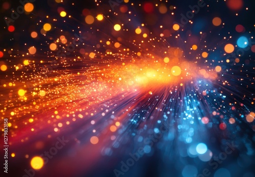 Abstract colorful lights with glowing particles and streaks representing dynamic movement and energy in a modern digital concept background