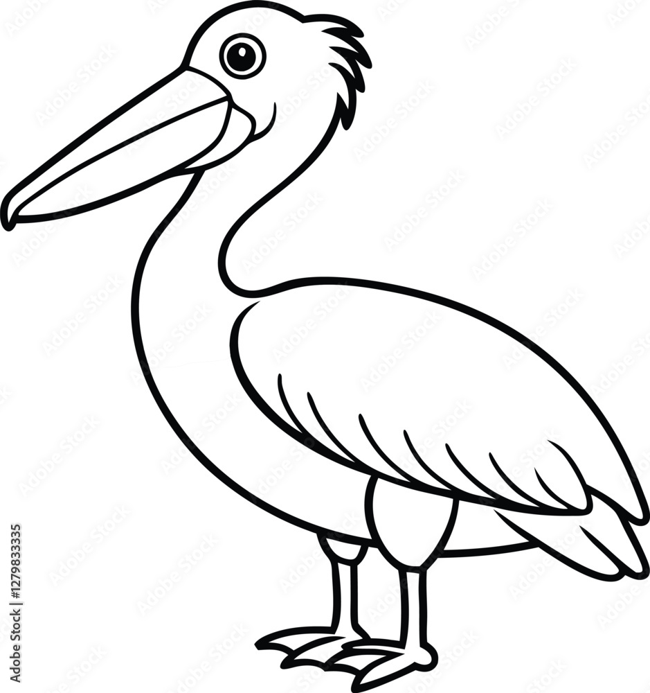 Fototapeta premium Dalmatian Pelican Pelecanus crispus in front of a white background vector art illustration