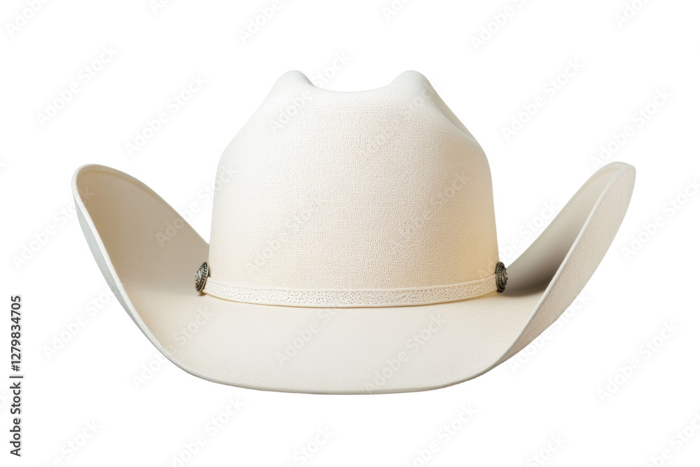 White cowboy hat with a white band, isolated White cowboy hat with a white band, isolated