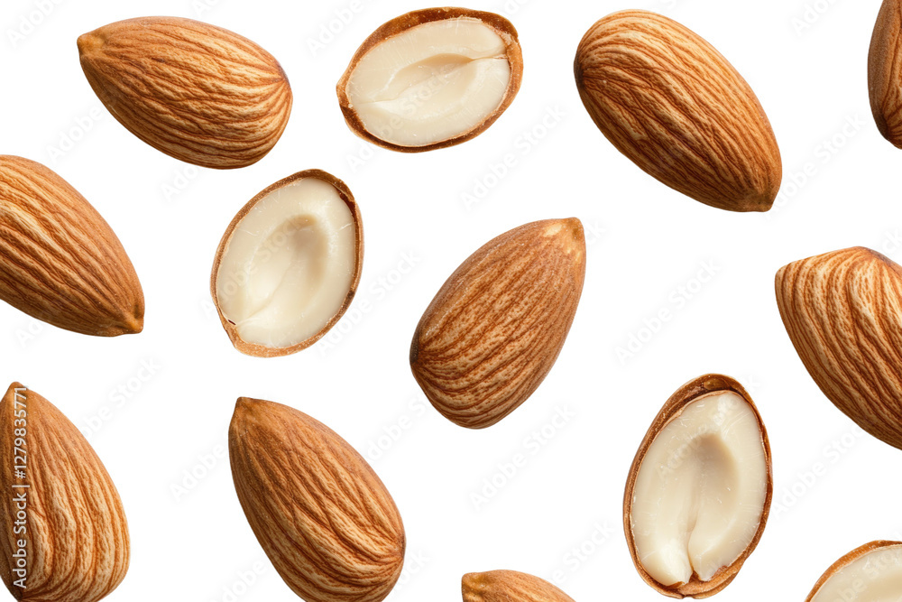 Close up of a nut with the shell removed, isolated Close up of a nut with the shell removed, isolated