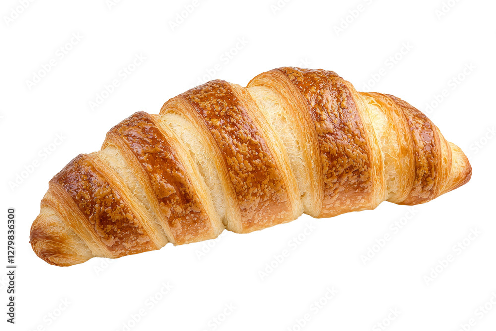 Long, thin, golden brown croissant with a brown stripe, isolated Long, thin, golden brown croissant with a brown stripe, isolated