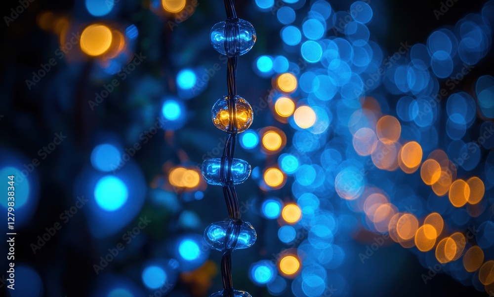 Blue and Orange Bokeh Lights Creating a Magical Atmosphere for Festive Celebrations and Events During the Nighttime in a Charming Outdoor Setting Blue and Orange Bokeh Lights Creating a Magical Atmosphere for Festive Celebrations and Events During the Nighttime in a Charming Outdoor Setting