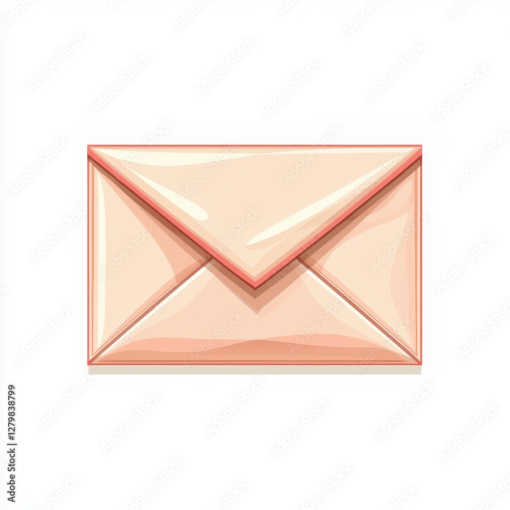 Peach Envelope Closed Mail Postal Service Correspondence Message Communication Digital Illustration