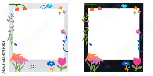 square frame with flowers doodle