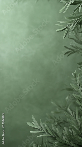 Lush green foliage framing a serene, blurred background, creating a calming atmosphere for relaxation